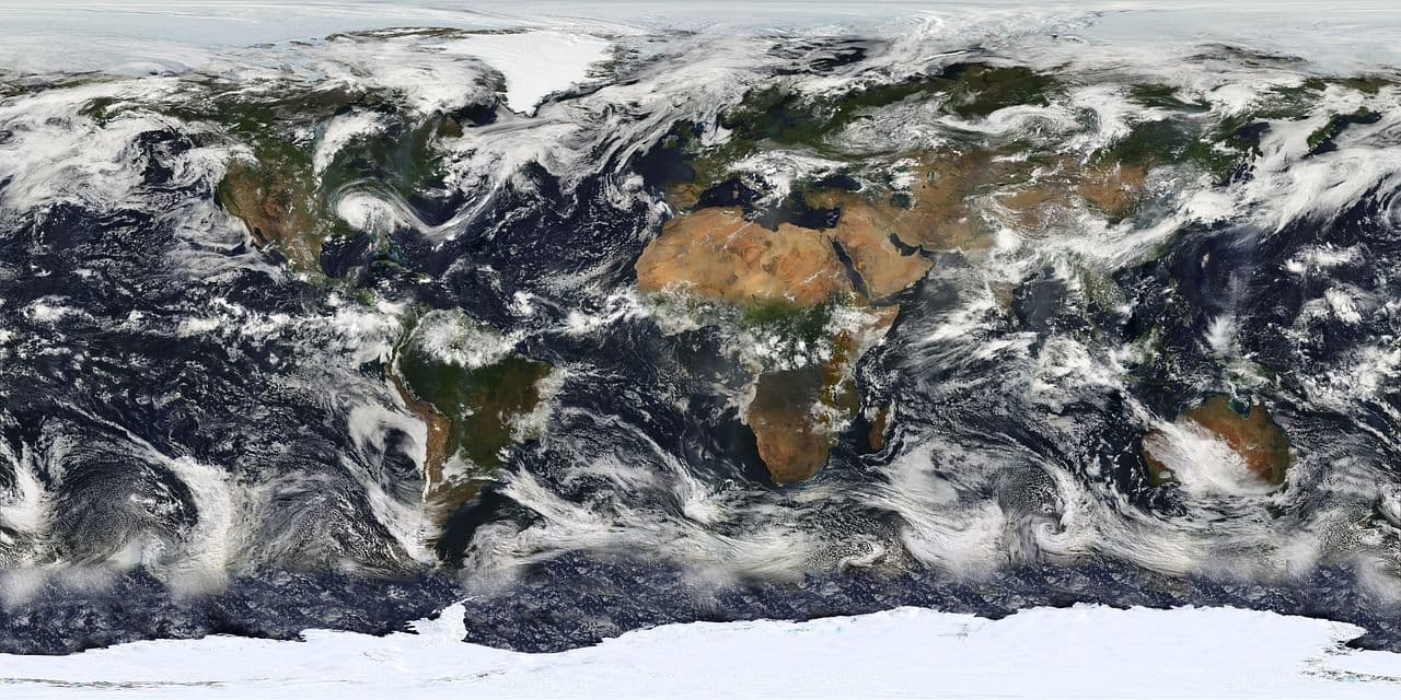 Satellite world map showing global geography